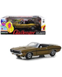 1970 Dodge Challenger R/T Convertible with Luggage Rack Metallic Gold with Black Stripes 1/18 Diecast Model Car by Greenlight