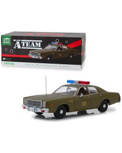 1977 Plymouth Fury U.S. Army Police Army Green "The A-Team" (1983-1987) TV Series 1/18 Diecast Model Car by Greenlight