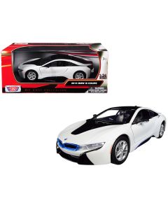 2018 BMW i8 Coupe Metallic White with Black Top 1/24 Diecast Model Car by Motormax