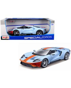 2017 Ford GT Blue with Orange Stripe "Special Edition" 1/18 Diecast Model Car by Maisto