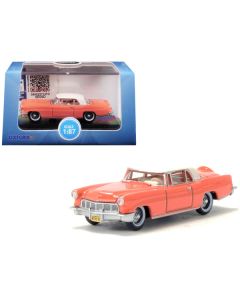 1956 Lincoln Continental Mark II Island Coral with Starmist White Top 1/87 (HO) Scale Diecast Model Car by Oxford Diecast