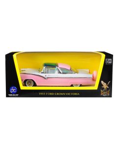 1955 Ford Crown Victoria Pink and White 1/43 Diecast Model Car by Road Signature