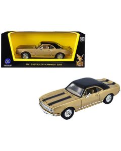 1967 Chevrolet Camaro Z-28 Gold with Black Stripes and Black Top 1/43 Diecast Model Car by Road Signature