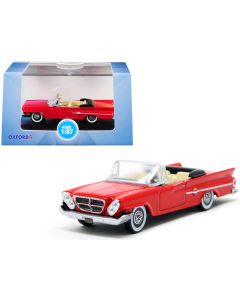 1961 Chrysler 300 Convertible Mardi Gras Red 1/87 (HO) Scale Diecast Model Car by Oxford Diecast