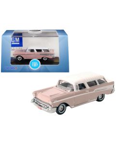 1957 Chevrolet Nomad Dusk Pearl Pink with Imperial Ivory Top 1/87 (HO) Scale Diecast Model Car by Oxford Diecast