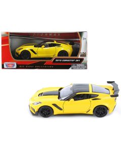 2019 Chevrolet Corvette ZR1 Yellow with Black Accents 1/24 Diecast Model Car by Motormax