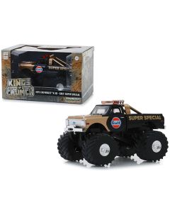 1971 Chevrolet K-10 Monster Truck "Gulf Super Special" Black and Gold with 66-Inch Tires "Kings of Crunch" 1/43 Diecast Model Car by Greenlight