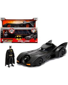 Model Kit Batmobile Matt Black with Batman Diecast Figurine 