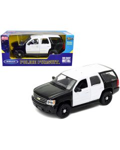 2008 Chevrolet Tahoe Unmarked Police Car Black and White 1/24 Diecast Model Car by Welly