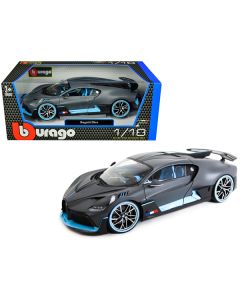 Bugatti Divo Matt Gray with Blue Accents 1/18 Diecast Model Car by Bburago