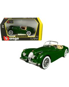 1951 Jaguar XK 120 Roadster Green 1/24 Diecast Model Car by Bburago