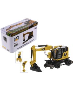 CAT Caterpillar M323F Railroad Wheeled Excavator with 3 Accessories (Safety Yellow Version) "High Line" Series 1/87 (HO) Scale Diecast Model by Diecast Masters