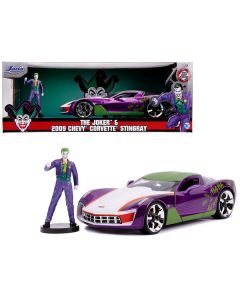 2009 Chevrolet Corvette Stingray with Joker Diecast Figurine "DC Comics" Series 1/24 Diecast Model Car by Jada