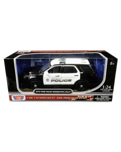 2015 Ford Police Interceptor Utility "San Gabriel Police" (California) Black and White 1/24 Diecast Model Car by Motormax