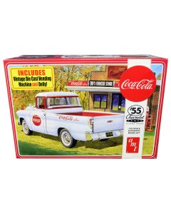 Skill 3 Model Kit 1955 Chevrolet Cameo Pickup Truck "Coca-Cola" with Vintage Vending Machine and Dolly 1/25 Scale Model by AMT