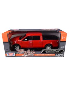 2019 Ford F-150 Lariat Crew Cab Pickup Truck Red 1/24-1/27 Diecast Model Car by Motormax