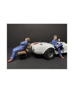 Sitting Mechanics 2 piece Figurine Set for 1/18 Scale Models by American Diorama