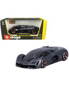 Lamborghini Terzo Millennio Dark Gray Metallic with Black Top and Carbon Accents 1/24 Diecast Model Car by Bburago