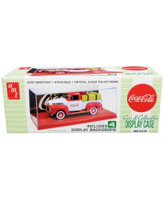 Collectible Display Show Case with Red Display Base and 4 "Coca-Cola" Display Backdrops for 1/24-1/25 Scale Model Cars and Model Kits by AMT