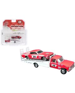 Ford F-350 Ramp Truck #38 Red and White with 1969 Ford Mustang Trans Am #38 Red "Coca-Cola" Allan Moffat Racing "DDA Collectibles" Series "ACME Exclusive" 1/64 Diecast Model Cars by Greenlight for ACME