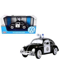 1966 Volkswagen Beetle Police Car Black and White 1/24 Diecast Model Car by Motormax