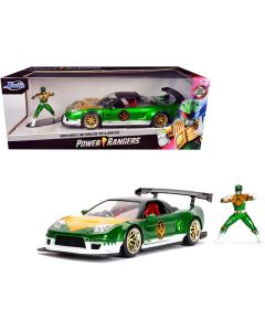 2002 Honda NSX Type-R Japan Spec RHD (Right Hand Drive) and Green Ranger Diecast Figurine "Power Rangers" 1/24 Diecast Model Car by Jada