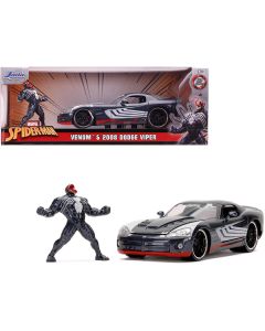 2008 Dodge Viper SRT10 Dark Gray with Venom Diecast Figurine "Spider-Man" "Marvel" Series 1/24 Diecast Model Car by Jada