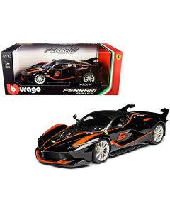 Ferrari FXX-K #5 Fu Songyang Black with Gray Top and Orange Stripes 1/18 Diecast Model Car by Bburago