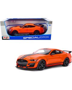 2020 Ford Mustang Shelby GT500 Orange with Black Stripes "Special Edition" 1/18 Diecast Model Car by Maisto