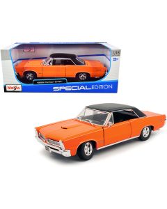 1965 Pontiac GTO Hurst Orange with Black Top and White Stripes "Special Edition" 1/18 Diecast Model Car by Maisto