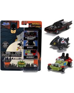 "Batman" (1966-1968) Classic TV Series 3 piece Set "Nano Hollywood Rides" Diecast Models by Jada