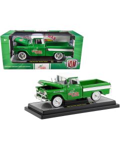 1958 Chevrolet Apache Cameo Pickup Truck Green with White Top and White Stripes "Turtle Wax" Limited Edition to 6880 pieces Worldwide 1/24 Diecast Model Car by M2 Machines