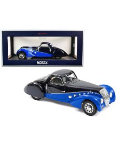 1937 Peugeot 302 Darl Mat Coupe Dark Blue and Blue 1/18 Diecast Model Car by Norev