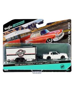 1987 Buick Regal T-Type and Enclosed Car Trailer White "Tow & Go" Series 1/64 Diecast Model Car by Maisto