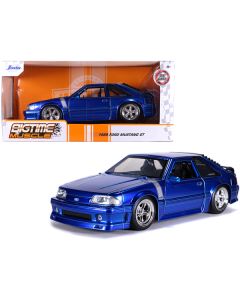 1989 Ford Mustang GT 5.0 Candy Blue with Silver Stripes "Bigtime Muscle" 1/24 Diecast Model Car by Jada