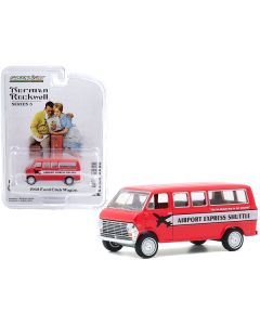 1968 Ford Club Wagon Bus "Airport Express Shuttle" Red with White Stripe "Norman Rockwell" Series 3 1/64 Diecast Model Car by Greenlight