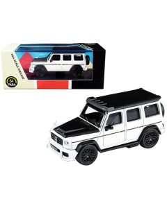 Mercedes AMG G63 Liberty Walk Wagon White with Black Hood and Top 1/64 Diecast Model Car by Paragon