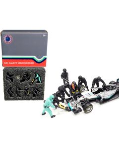 Formula One F1 Pit Crew 7 Figurine Set Team Black for 1/43 Scale Models by American Diorama