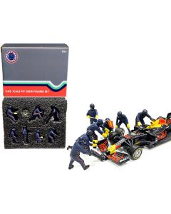 Formula One F1 Pit Crew 7 Figurine Set Team Blue for 1/43 Scale Models by American Diorama