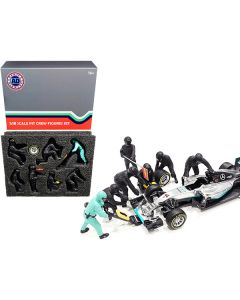 Formula One F1 Pit Crew 7 Figurine Set Team Black for 1/18 Scale Models by American Diorama