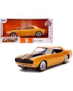 1967 Chevrolet Camaro Orange Metallic with Black Stripes "Bigtime Muscle" 1/24 Diecast Model Car by Jada