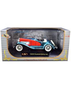 1935 Duesenberg SSJ Convertible Blue and Red 1/32 Diecast Model Car by Signature Models