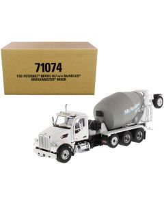 Peterbilt 567 with McNeilus Bridgemaster Mixer White and Gray 1/50 Diecast Model by Diecast Masters