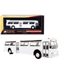 Flxible 53102 Transit Bus with A/C Unit Blank White "Vintage Bus & Motorcoach Collection" 1/87 Diecast Model by Iconic Replicas