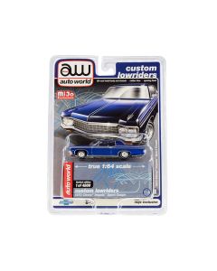 1970 Chevrolet Impala Sport Coupe Blue Metallic "Custom Lowriders" Limited Edition to 4800 pieces Worldwide 1/64 Diecast Model Car by Auto World