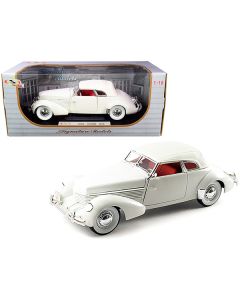 1936 Cord 810 Coupe White with Red Interior 1/18 Diecast Model Car by Signature Models