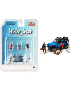 "Winter Break" Diecast Set of 6 pieces (2 Figurines and 4 Accessories) for 1/64 Scale Models by American Diorama