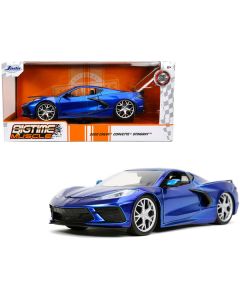 2020 Chevrolet Corvette Stingray C8 Candy Blue "Bigtime Muscle" 1/24 Diecast Model Car by Jada