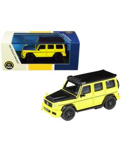 Mercedes AMG G63 Liberty Walk Wagon Bright Yellow with Black Hood and Top 1/64 Diecast Model Car by Paragon