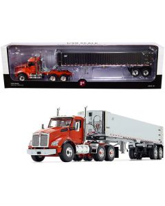 Kenworth T880 Day Cab with East Genesis End Dump Trailer Burnt Orange and Chrome 1/50 Diecast Model by First Gear